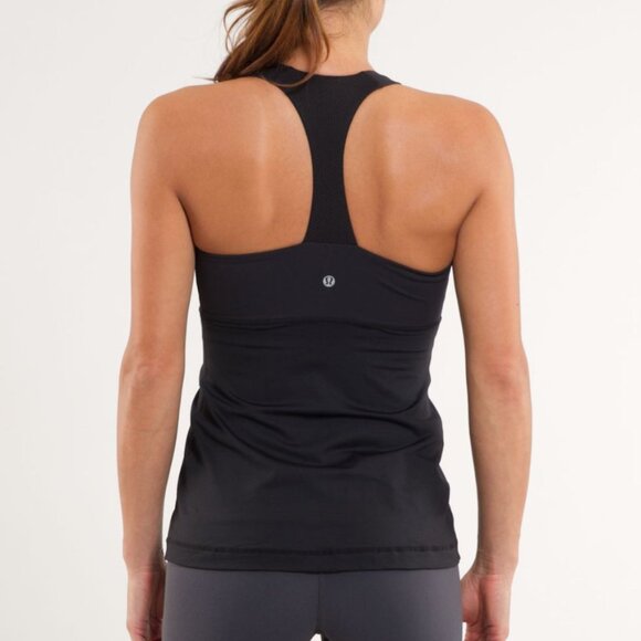 Lululemon Cross Front V Neck Tank Size Small Black Built In Bra Yoga Top - Picture 2 of 6